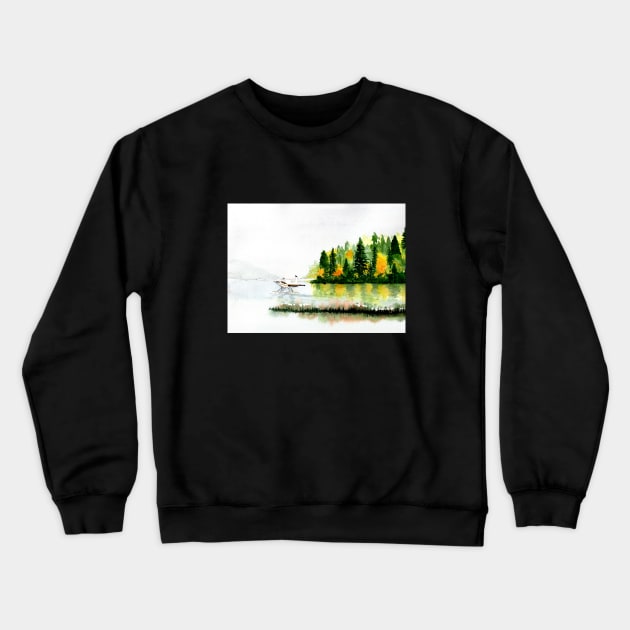 Float Plane in Fog, Pacific Northwest Crewneck Sweatshirt by MMcBuck